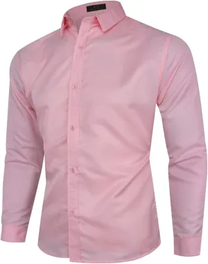 Business Dress Shirts for Men Long Sleeve Oxford Casual Dress Button Down Shirts Untucked Work T-Shirts with Pocket