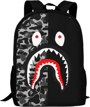 Camo Shark Backpack Travel laptop bag Stylish and durable both for men and women 17 inch