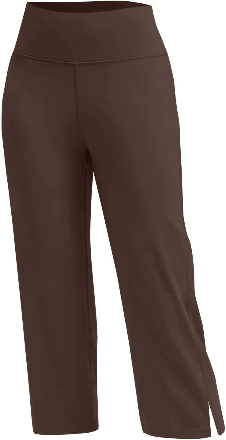 Capri Pants for Women Dressy Casual Stretch Wide Leg Yoga Dress Capris Summer Loose Split Work Crop Pant with Pocket