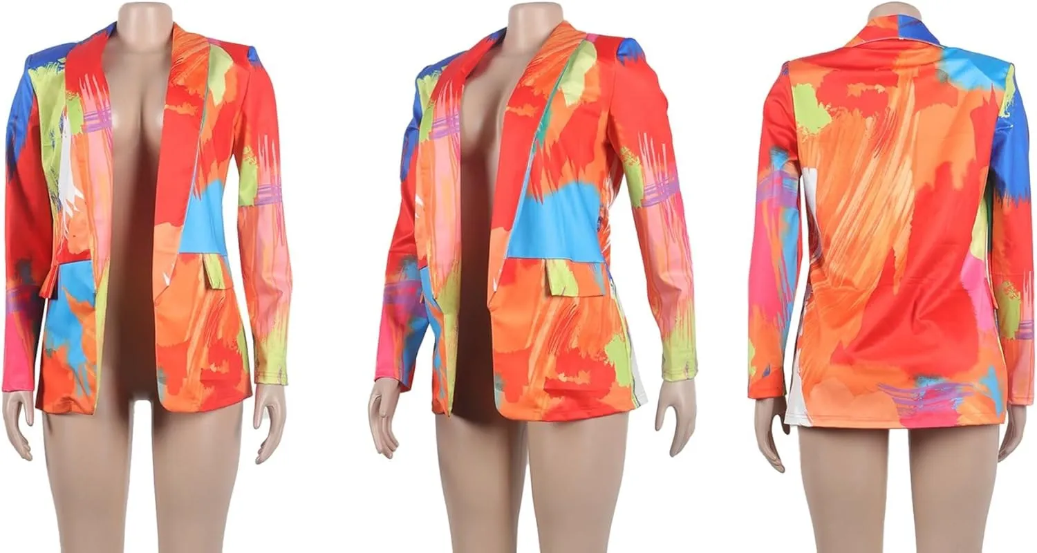 Casual Blazers for Women Fall Long Sleeve Open Front Business Work Blazer Jacket Plus Size