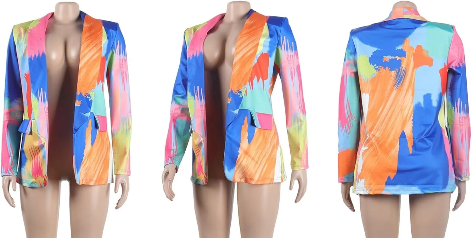 Casual Blazers for Women Fall Long Sleeve Open Front Business Work Blazer Jacket Plus Size
