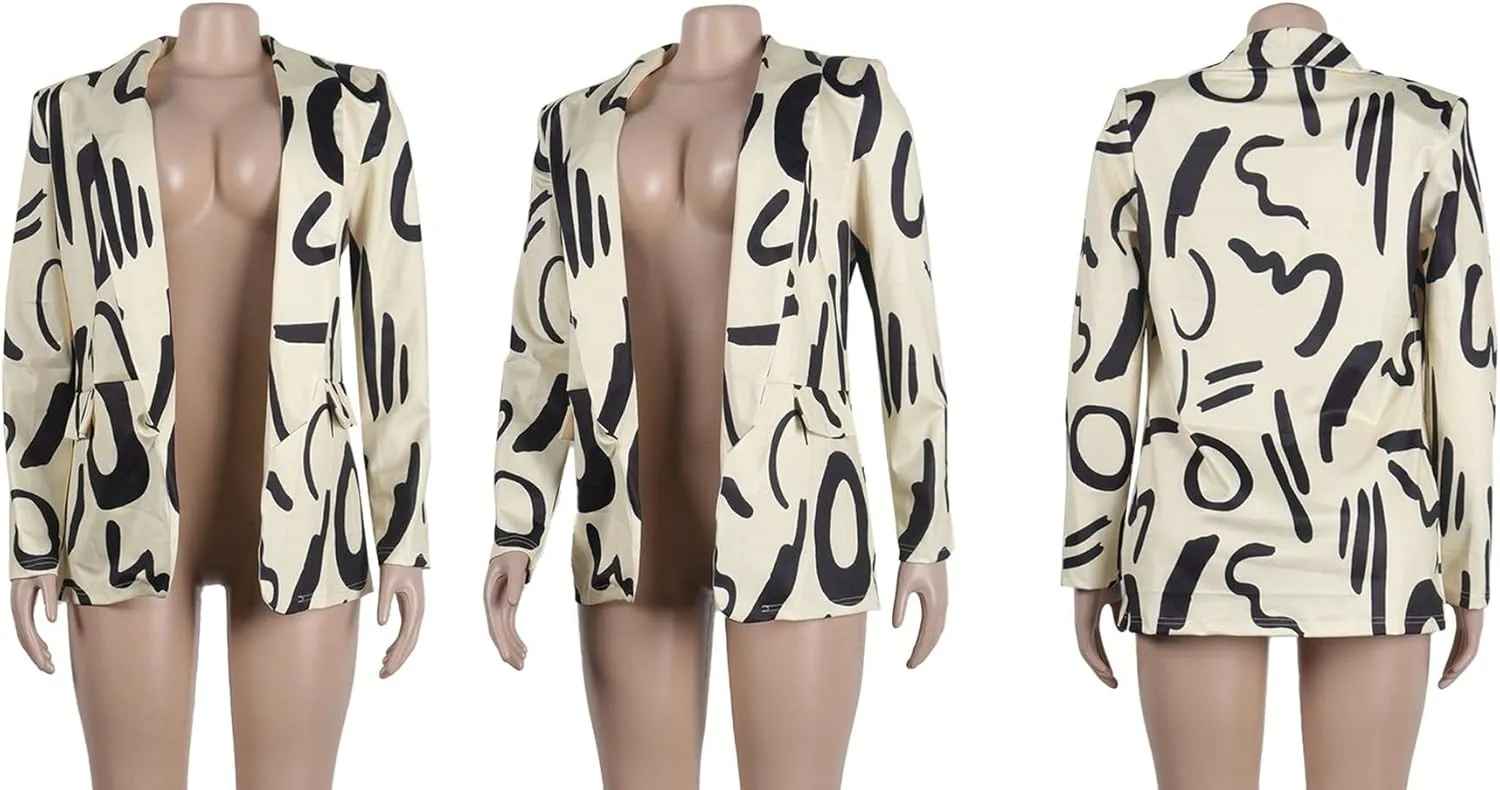 Casual Blazers for Women Fall Long Sleeve Open Front Business Work Blazer Jacket Plus Size