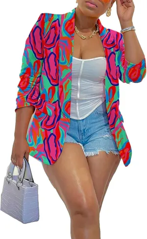 Casual Blazers for Women Fall Long Sleeve Open Front Business Work Blazer Jacket Plus Size
