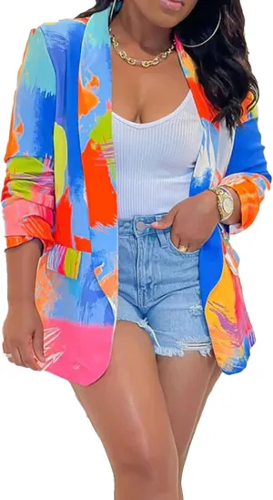 Casual Blazers for Women Fall Long Sleeve Open Front Business Work Blazer Jacket Plus Size