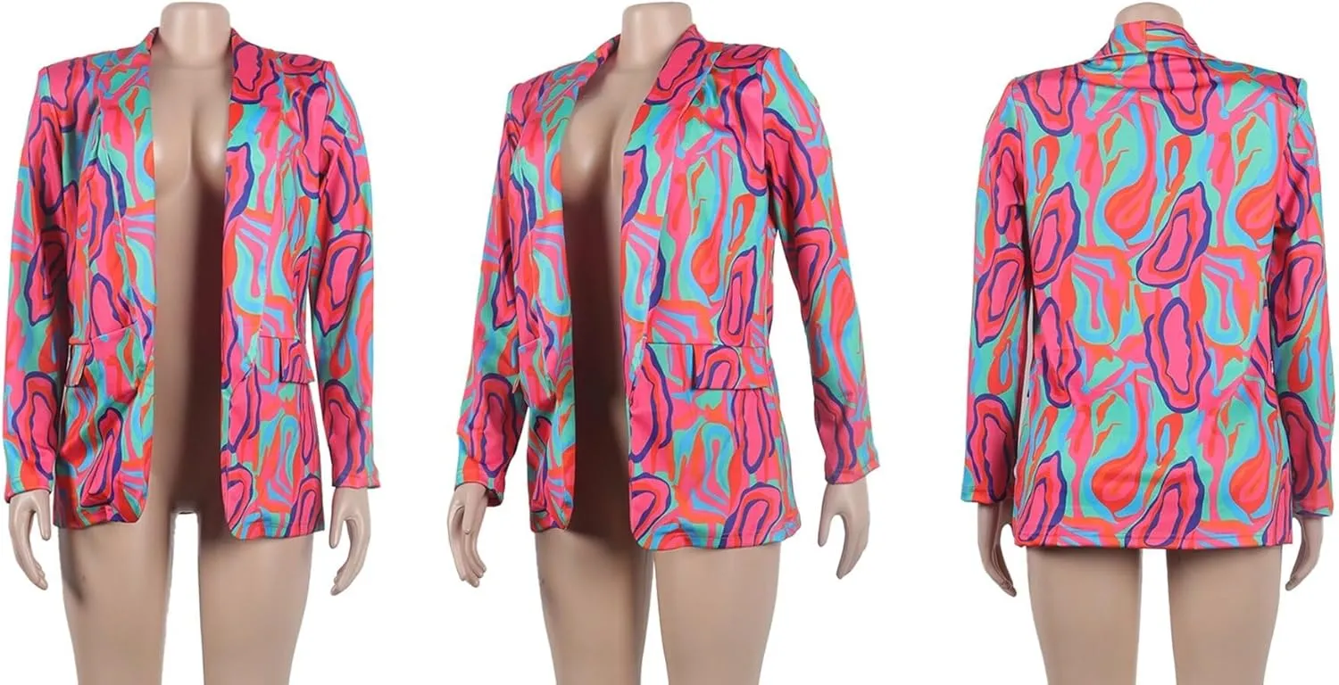 Casual Blazers for Women Fall Long Sleeve Open Front Business Work Blazer Jacket Plus Size
