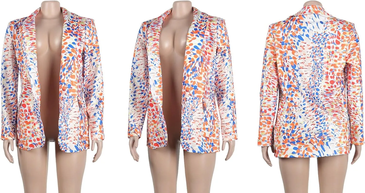 Casual Blazers for Women Fall Long Sleeve Open Front Business Work Blazer Jacket Plus Size