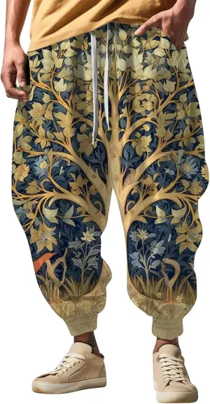 Casual Comfy Elastic Drawstring Baggy Trouser Sweatpants Mens Athletic Pants Japanese Pants Samurai