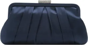 CHARMING TAILOR Classic Pleated Satin Clutch Bag Diamante Embellished Formal Handbag for Wedding/Prom/Black-Tie Events