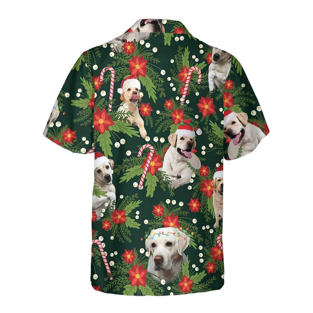 Christmas Labrador Retriever With Poinsettia Flower Hawaiian Shirt, Funny Labrador Shirt For Men & Women