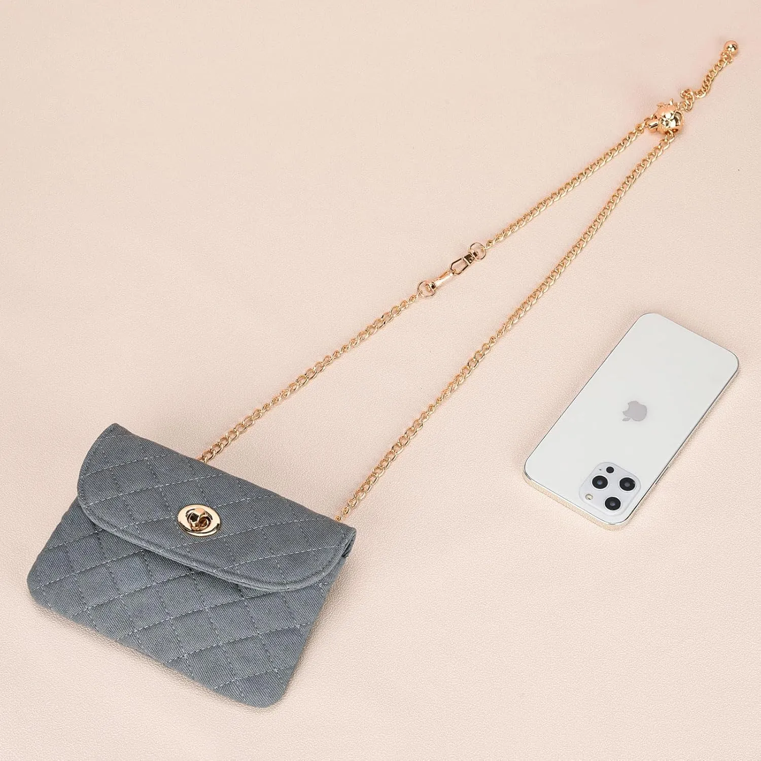 Classic womens belt bag, Denim fanny pack for women, Quilted small belt bag, Fanny pack purse crossbody., Medium, Grey