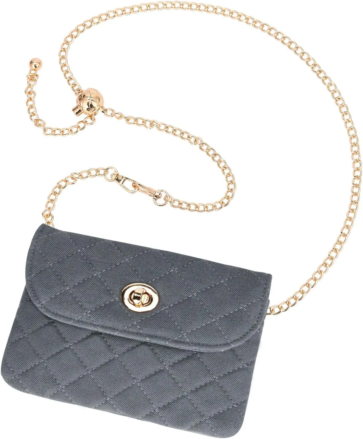 Classic womens belt bag, Denim fanny pack for women, Quilted small belt bag, Fanny pack purse crossbody., Medium, Grey
