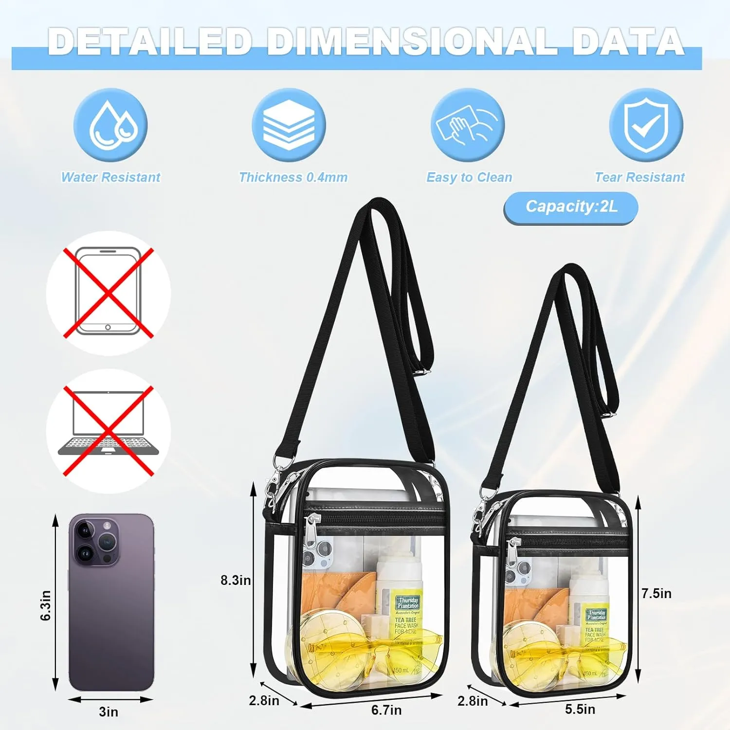 Clear Bag for Stadium Events - Small Purse, Mini Sport Fan Handbag for Concert, Work, Travel