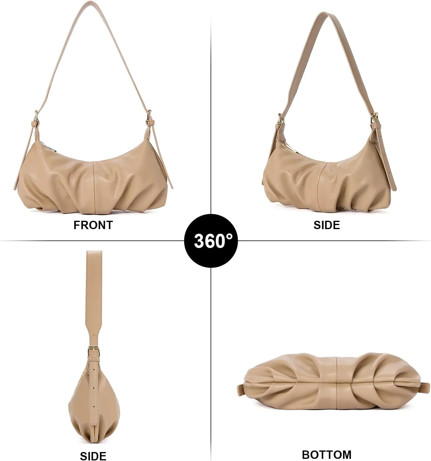 CLUCI Shoulder Bag,Purses for Women Dumpling Small Hobo Bags Vegan Leather Ladies Clutch with Adjustable Strap