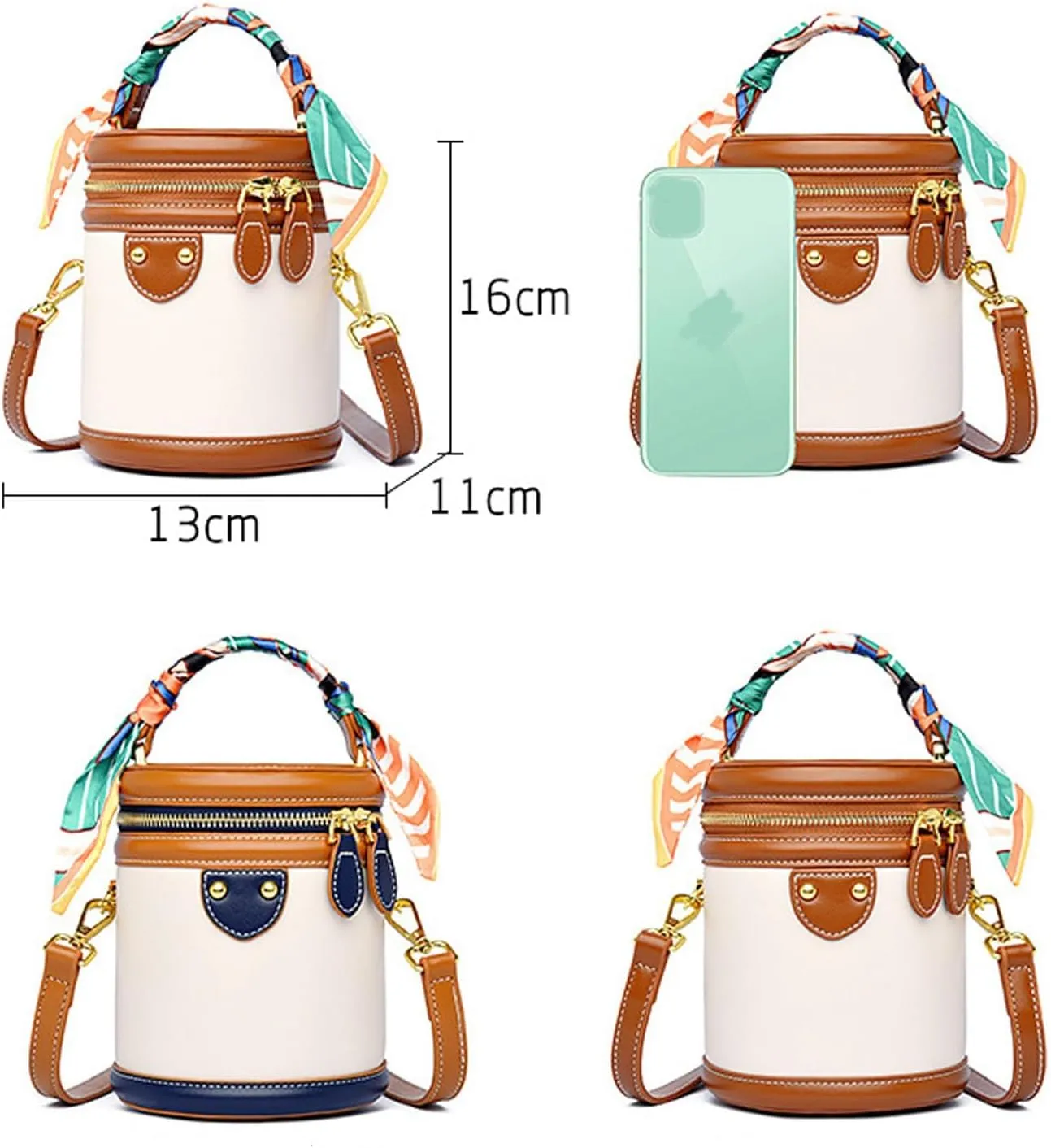 Colorblock Bucket Bag for Women, 2025 New Summer Design Cylinder Bag, for Women