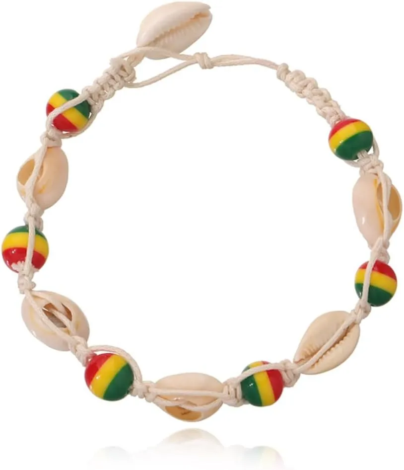 Colorful Wood Beads Shell Anklet Handmade Knitted Foot Jewelry for Beach Parties Daily Wear and Special Occasions Unique Ankle Chain Accessory for Women