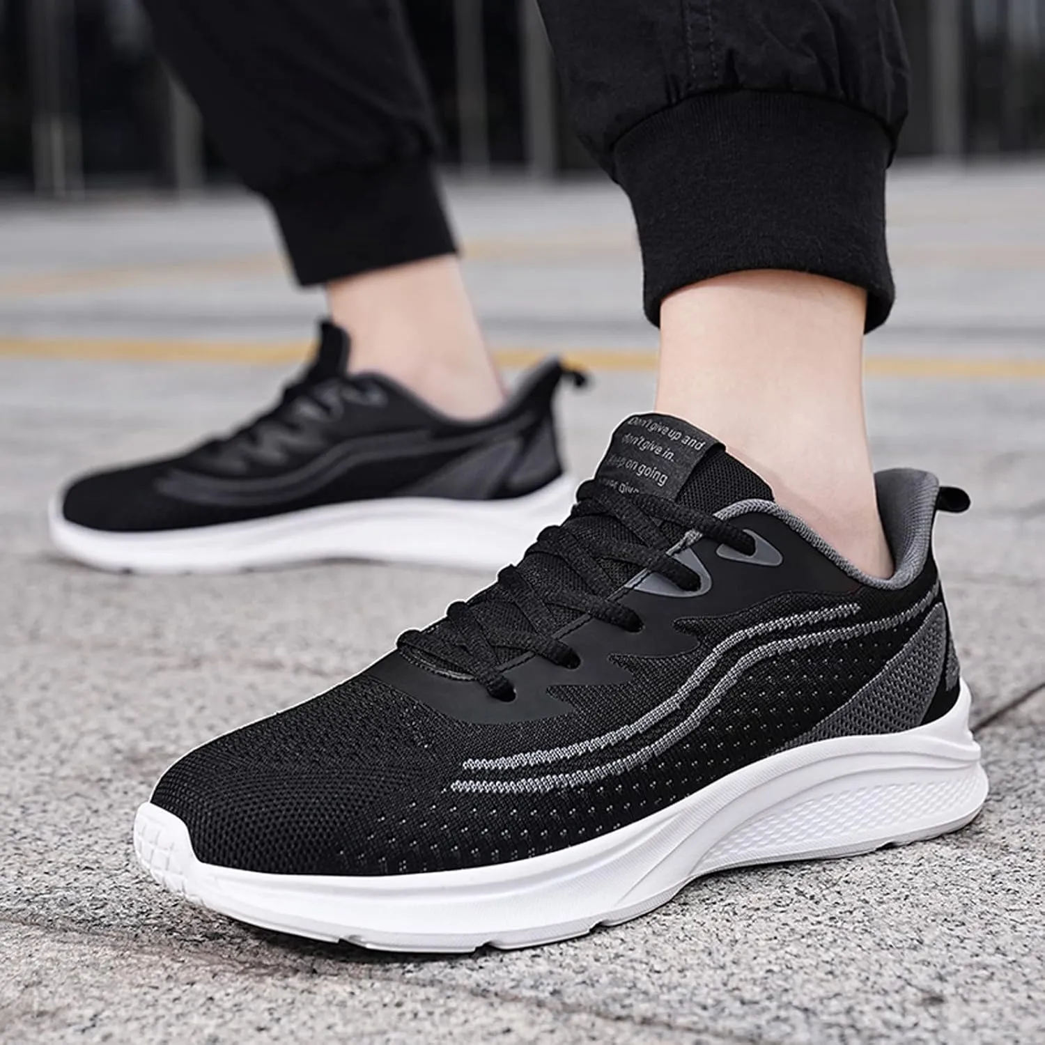 Comfortable Slip On Mens Loafers & Slip-Ons Mens Shoes Mesh Breathable Lace Up Solid Color Casual Fashion Simple