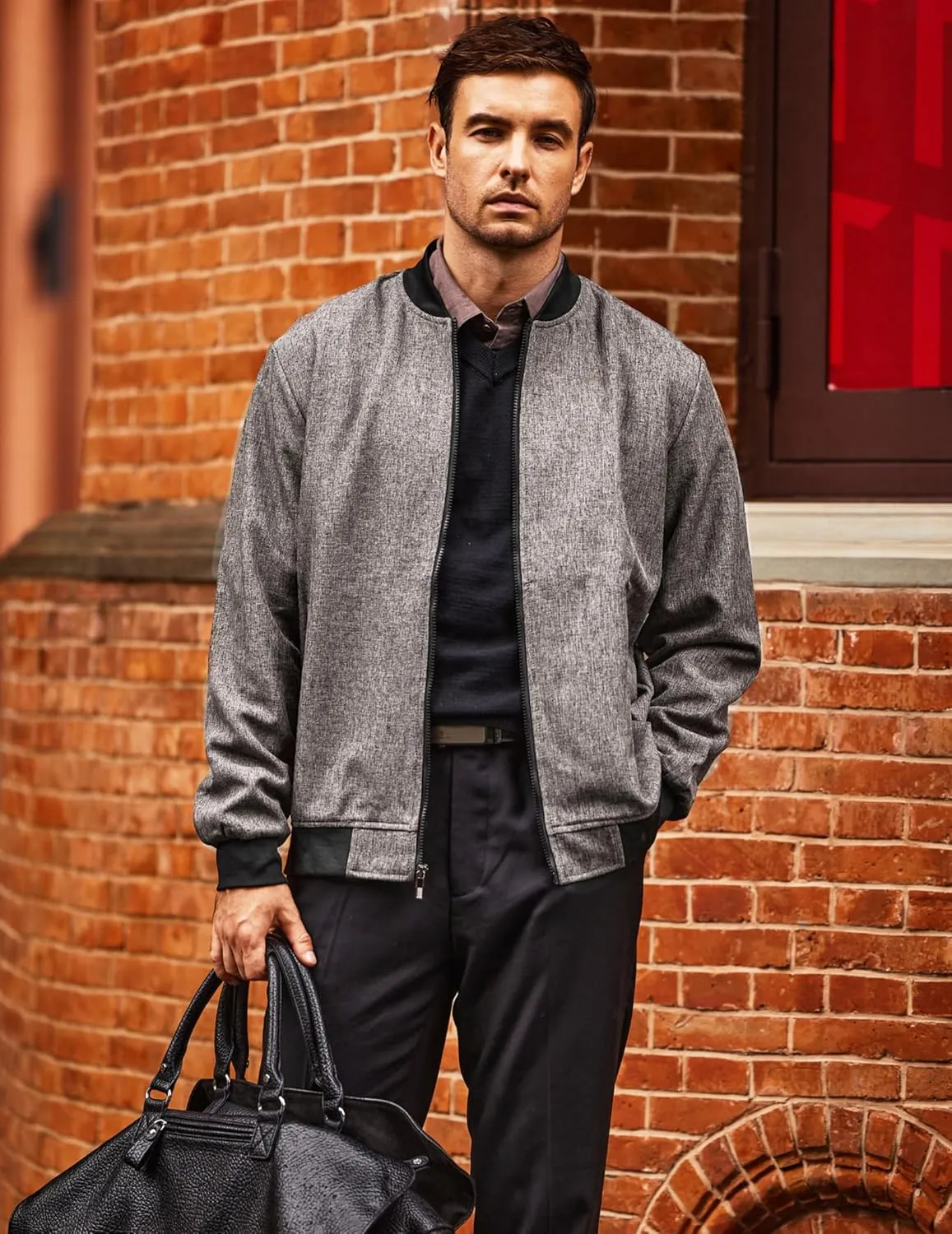 COOFANDY Men's Casual Varsity Jacket Vintage Lightweight Bomber Jackets Zip Up Fashion Coat