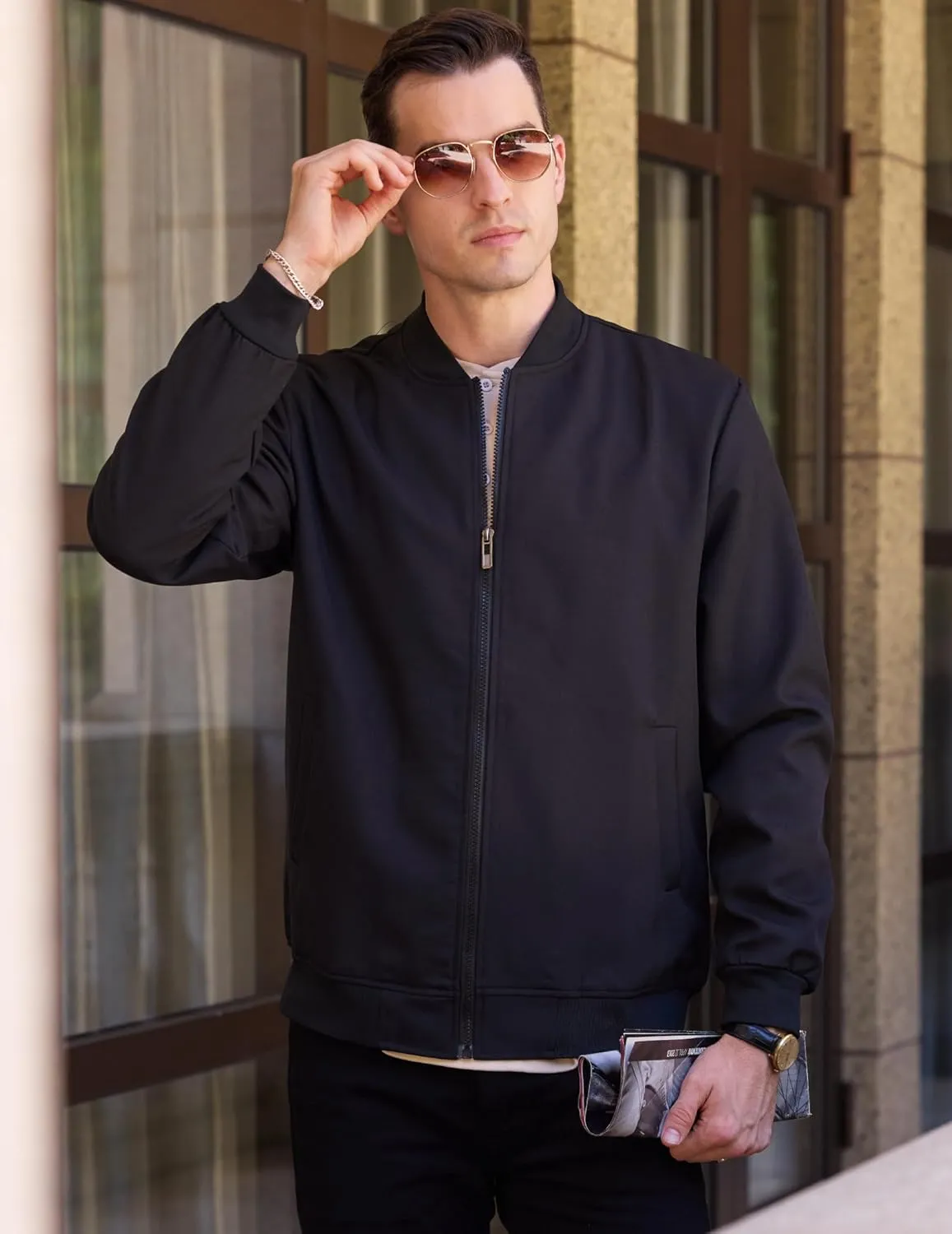 COOFANDY Men's Casual Varsity Jacket Vintage Lightweight Bomber Jackets Zip Up Fashion Coat