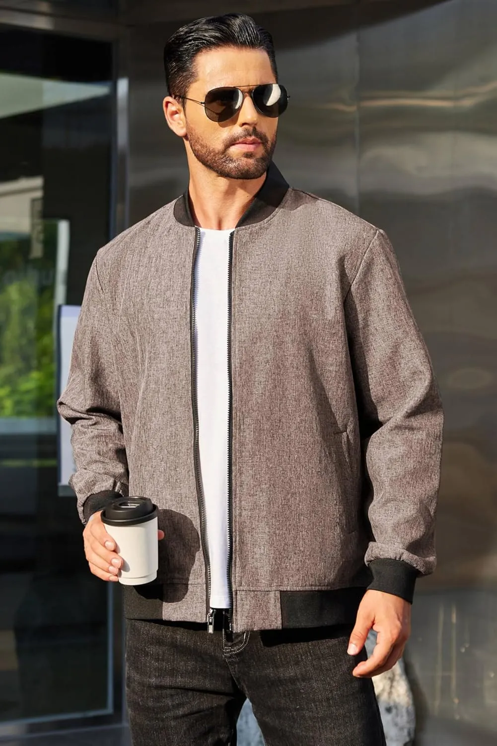 COOFANDY Men's Casual Varsity Jacket Vintage Lightweight Bomber Jackets Zip Up Fashion Coat