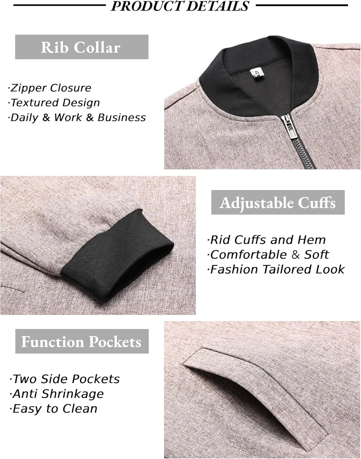 COOFANDY Men's Casual Varsity Jacket Vintage Lightweight Bomber Jackets Zip Up Fashion Coat