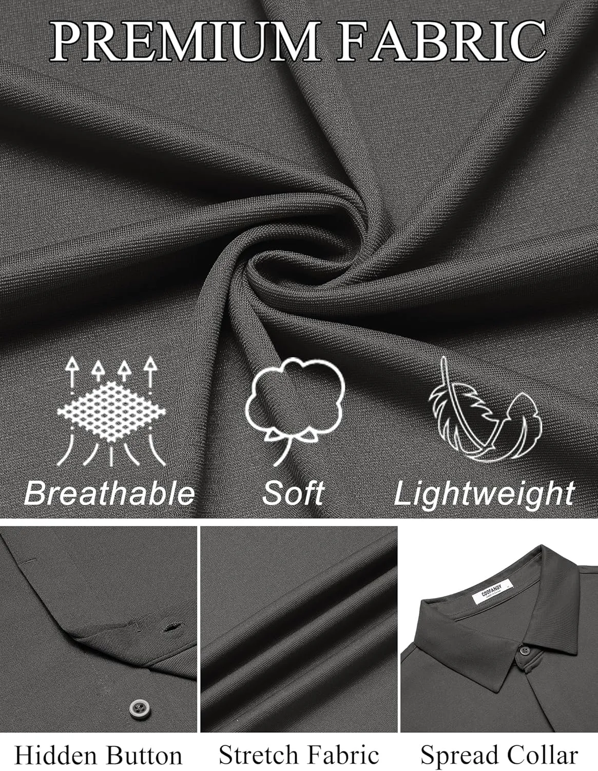 COOFANDY Mens Dress Shirts Button Down Short Sleeve Shirt Summer Shirts Casual Wrinkle Free Muscle Fit Shirts