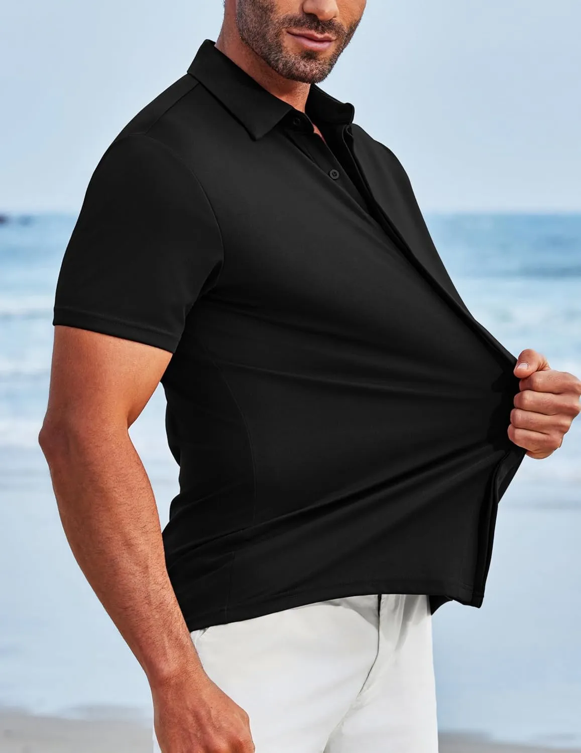 COOFANDY Mens Dress Shirts Button Down Short Sleeve Shirt Summer Shirts Casual Wrinkle Free Muscle Fit Shirts