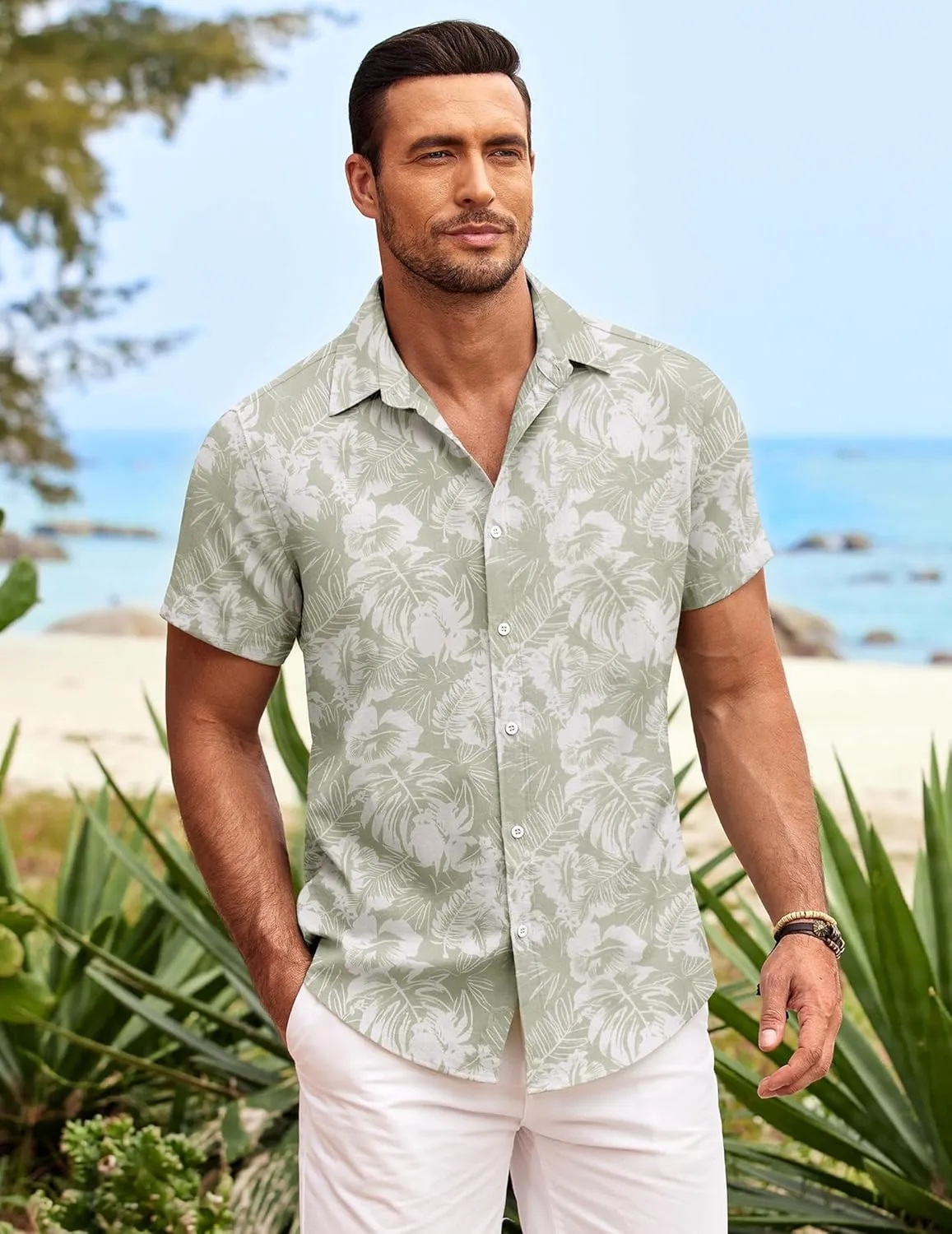 COOFANDY Mens Hawaiian Shirt Short Sleeve Button Down Shirts Tropical Summer Beach Shirts Casual Floral Aloha Shirts