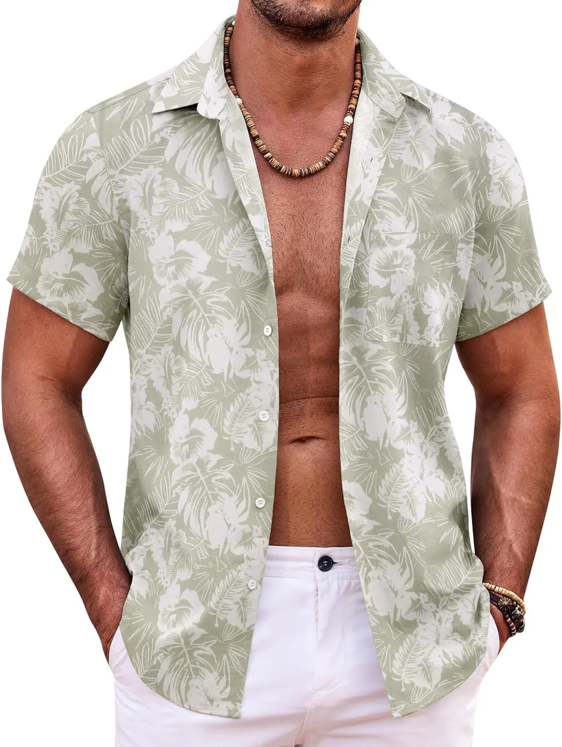 COOFANDY Mens Hawaiian Shirt Short Sleeve Button Down Shirts Tropical Summer Beach Shirts Casual Floral Aloha Shirts