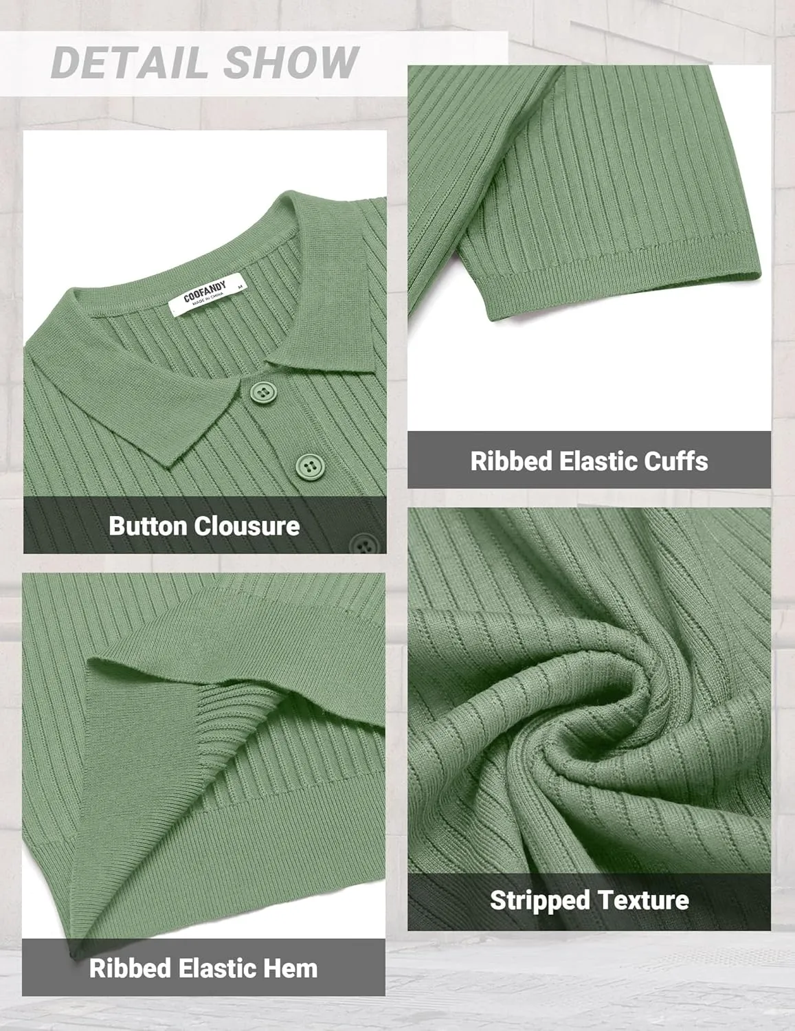 COOFANDY Mens Knit Polo Shirts Short Sleeve Golf Shirts Button Down Casual Polo T Shirts Textured Slim Fit Pullover
