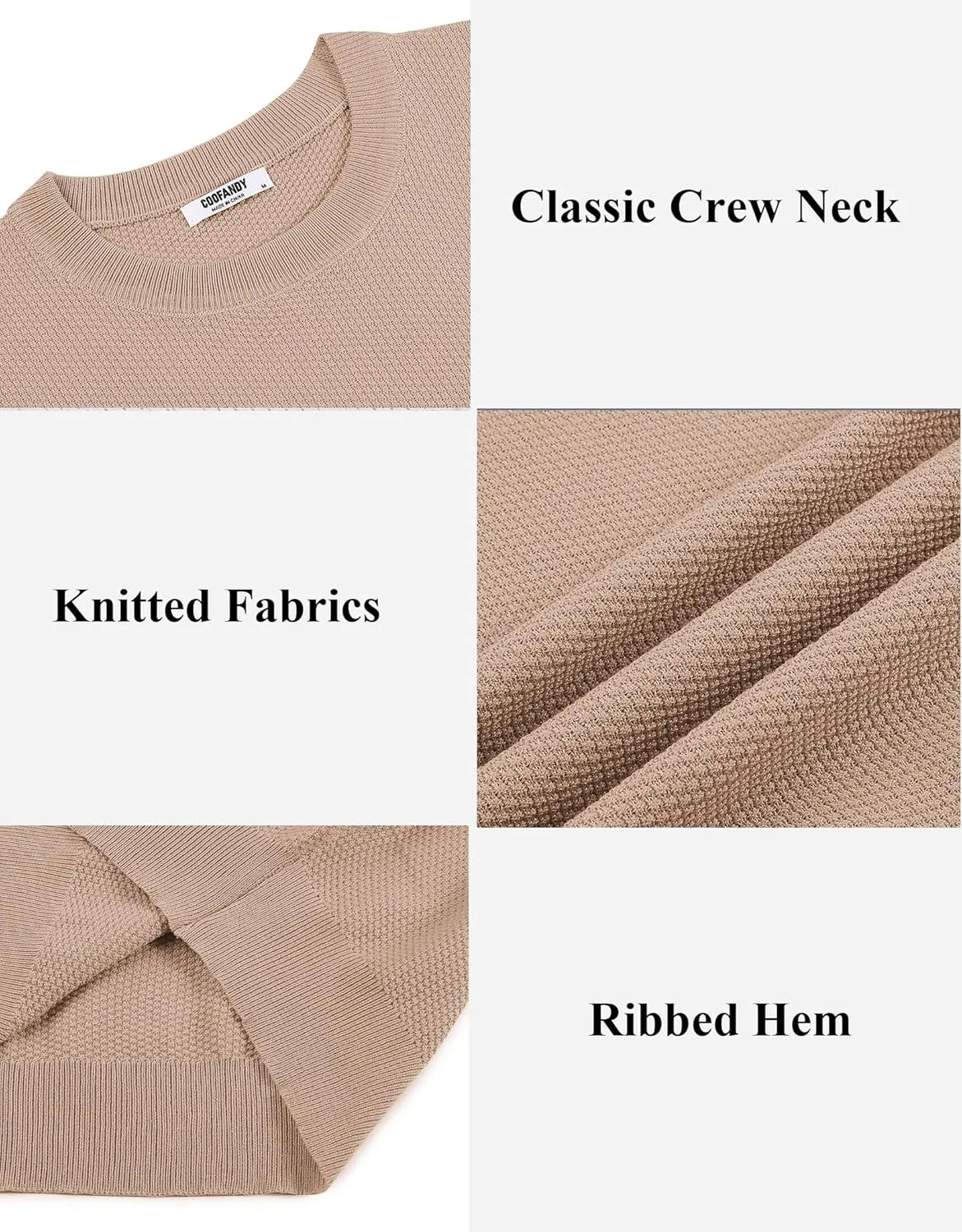 COOFANDY Mens Knit T-Shirts Summer Waffle Shirts Vintage Shirts Short Sleeve Crew Neck Tee Shirt Casual Crochet Top