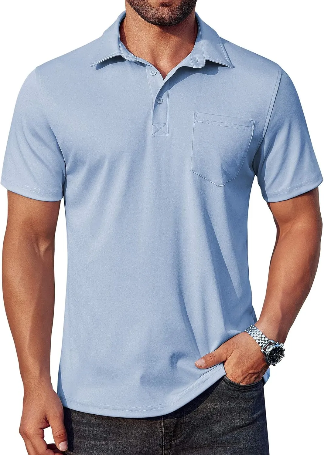 COOFANDY Men's Polo Shirts Short Sleeve Casual Shirts with Pocket