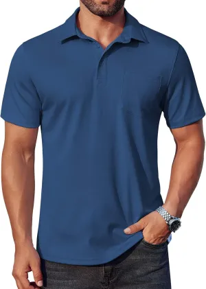 COOFANDY Men's Polo Shirts Short Sleeve Casual Shirts with Pocket