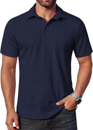 COOFANDY Men's Polo Shirts Short Sleeve Casual Shirts with Pocket