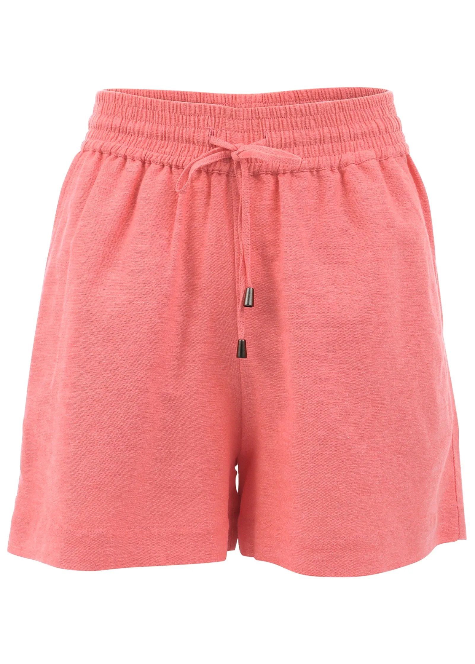 Cotton Linen Easy Shorts - Coral