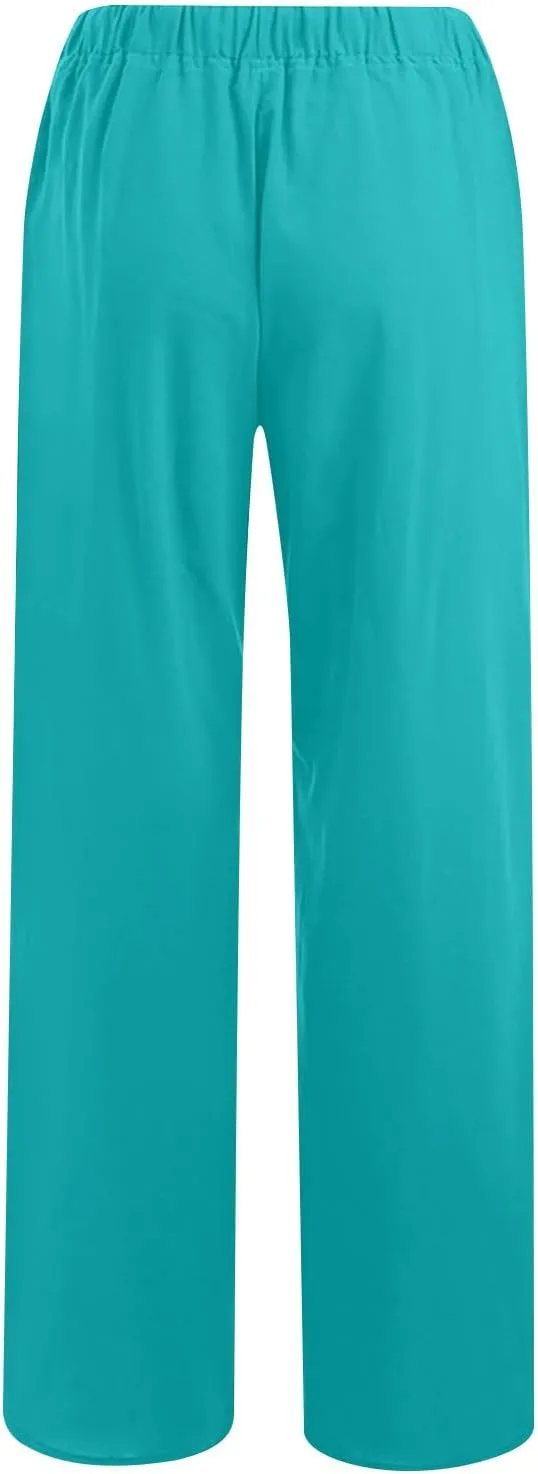 Cotton Linen Pants for Women Lightweight Quick Dry Trousers Loose Fit Comfort Pure Pant Beach Vacation Clothes 2025