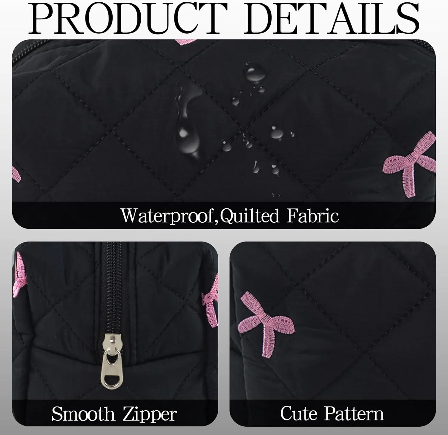 Cotton Quilted Makeup Bag Cute Floral Make up Bag Puffy Coquette Makeup pouch Aesthetic Cute Travel Toiletry Bag for Women Girls