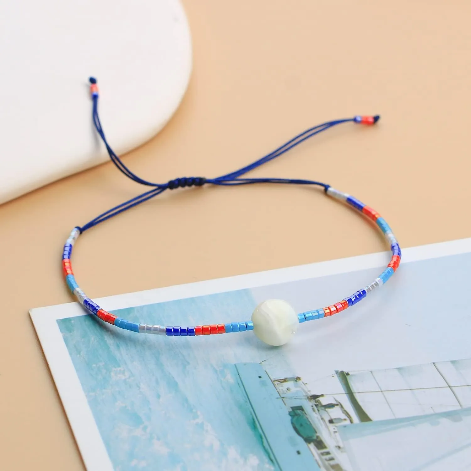 CQUAN CHI Versatile Round Circle Charm Rainbow Miyuki Beaded Strand Bracelets Beach Handmade Friendship Gift For Women 32F
