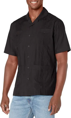 Cubavera Men's Authentic Embroidered Guayabera Shirt, Four Pockets, Camp Collar, Short-Sleeve Button-Down, Breathable Fabric