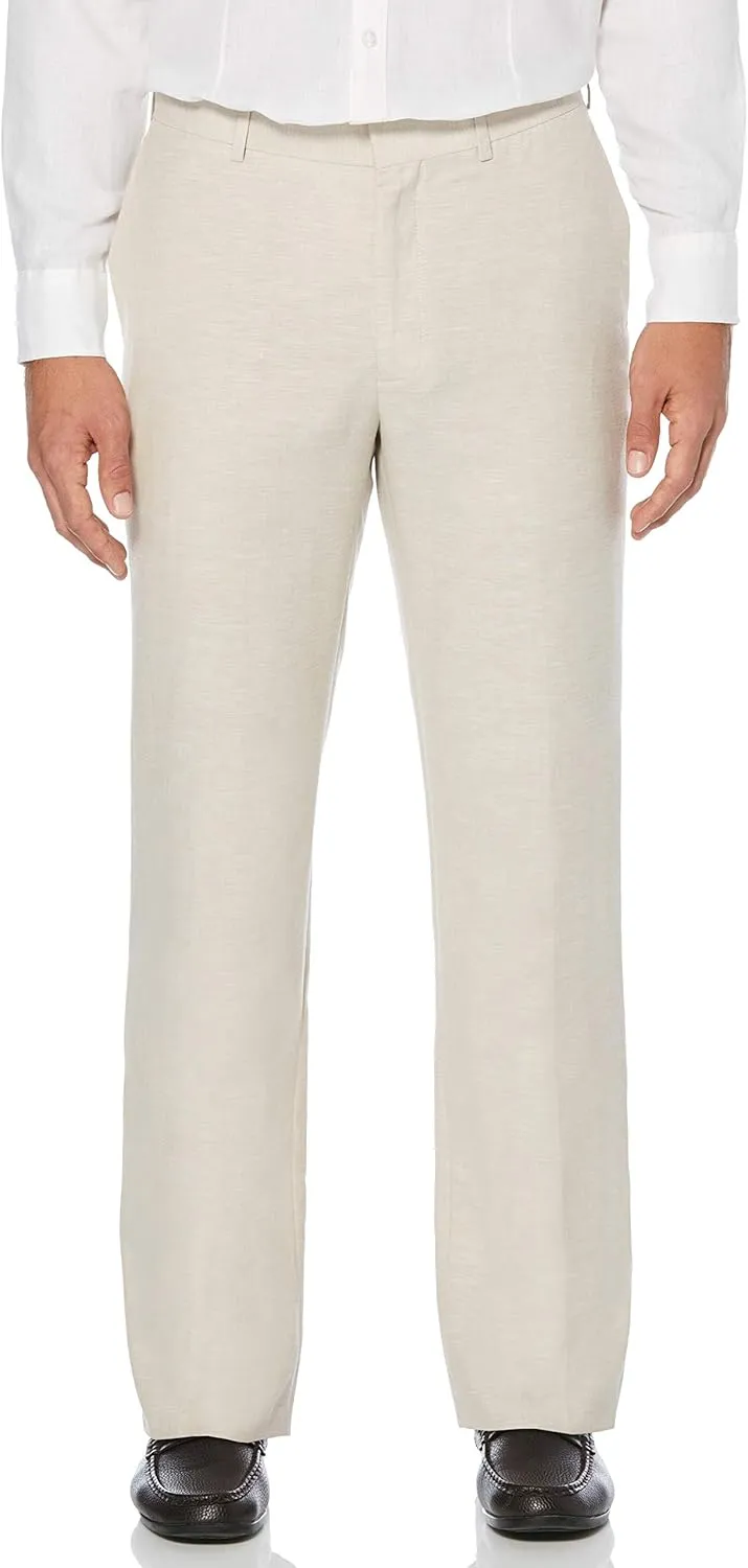 Cubavera Men's Linen Blend Dress Pants, Flat Front, Lightweight Breathable Fabric, Durable Plain Weave, 30", 32", 34 Inseams
