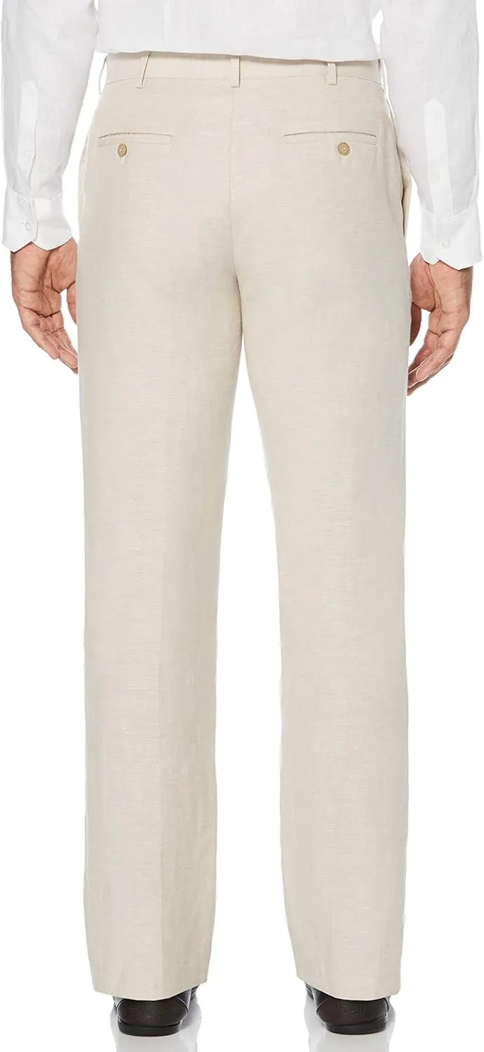 Cubavera Men's Linen Blend Dress Pants, Flat Front, Lightweight Breathable Fabric, Durable Plain Weave, 30", 32", 34 Inseams