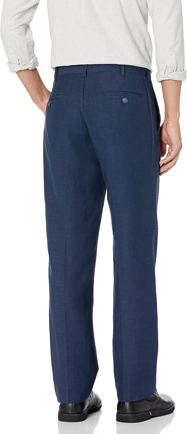 Cubavera Men's Linen Blend Dress Pants, Flat Front, Lightweight Breathable Fabric, Durable Plain Weave, 30", 32", 34 Inseams