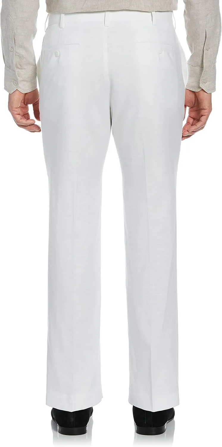 Cubavera Men's Linen Blend Dress Pants, Flat Front, Lightweight Breathable Fabric, Durable Plain Weave, 30", 32", 34 Inseams