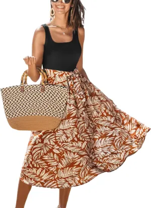 CUPSHE Women's Ruffle Floral Midi Summer Dress Square Neck Waist Tie Casual Sundress Beach Vacation Holiday Dress