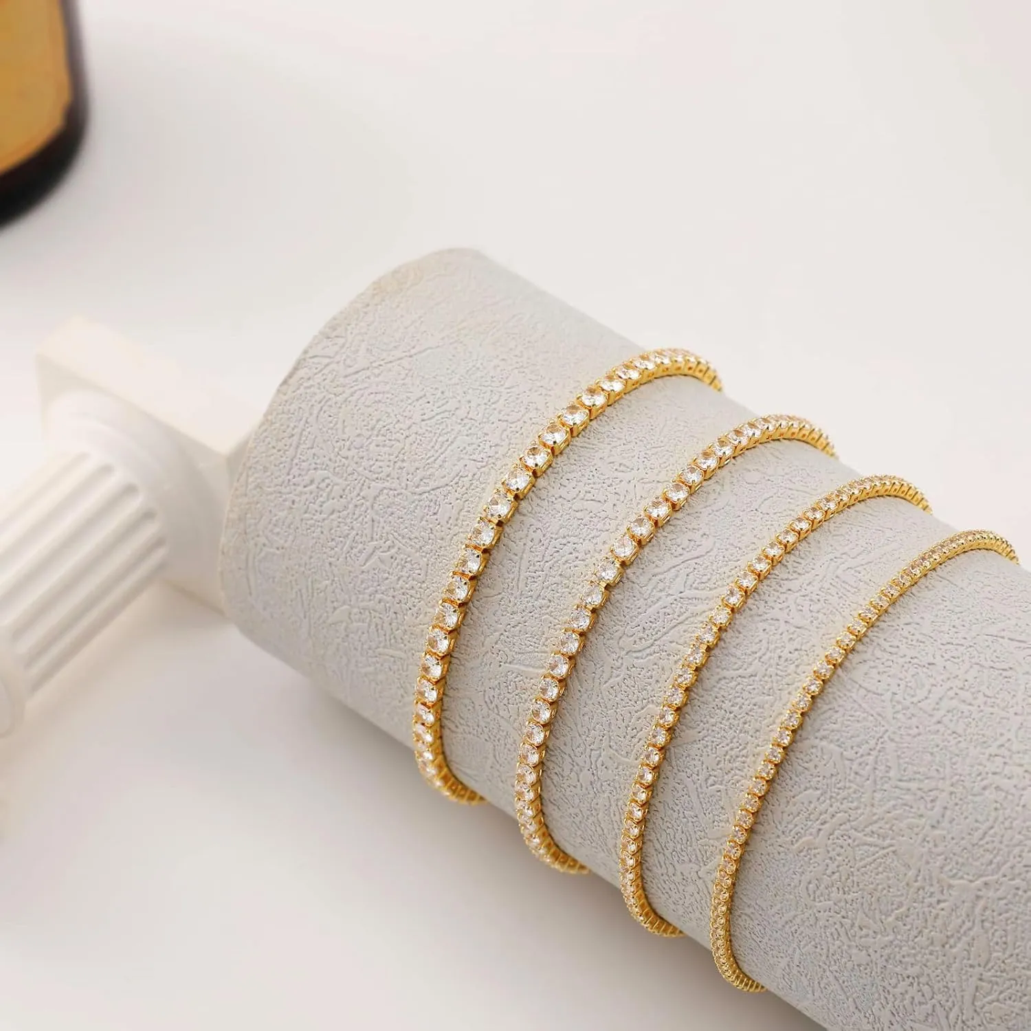 Dainty Adjustable Gold Bracelets for Women 14K Gold Plated Chain Stackable Bracelets Sets for Women