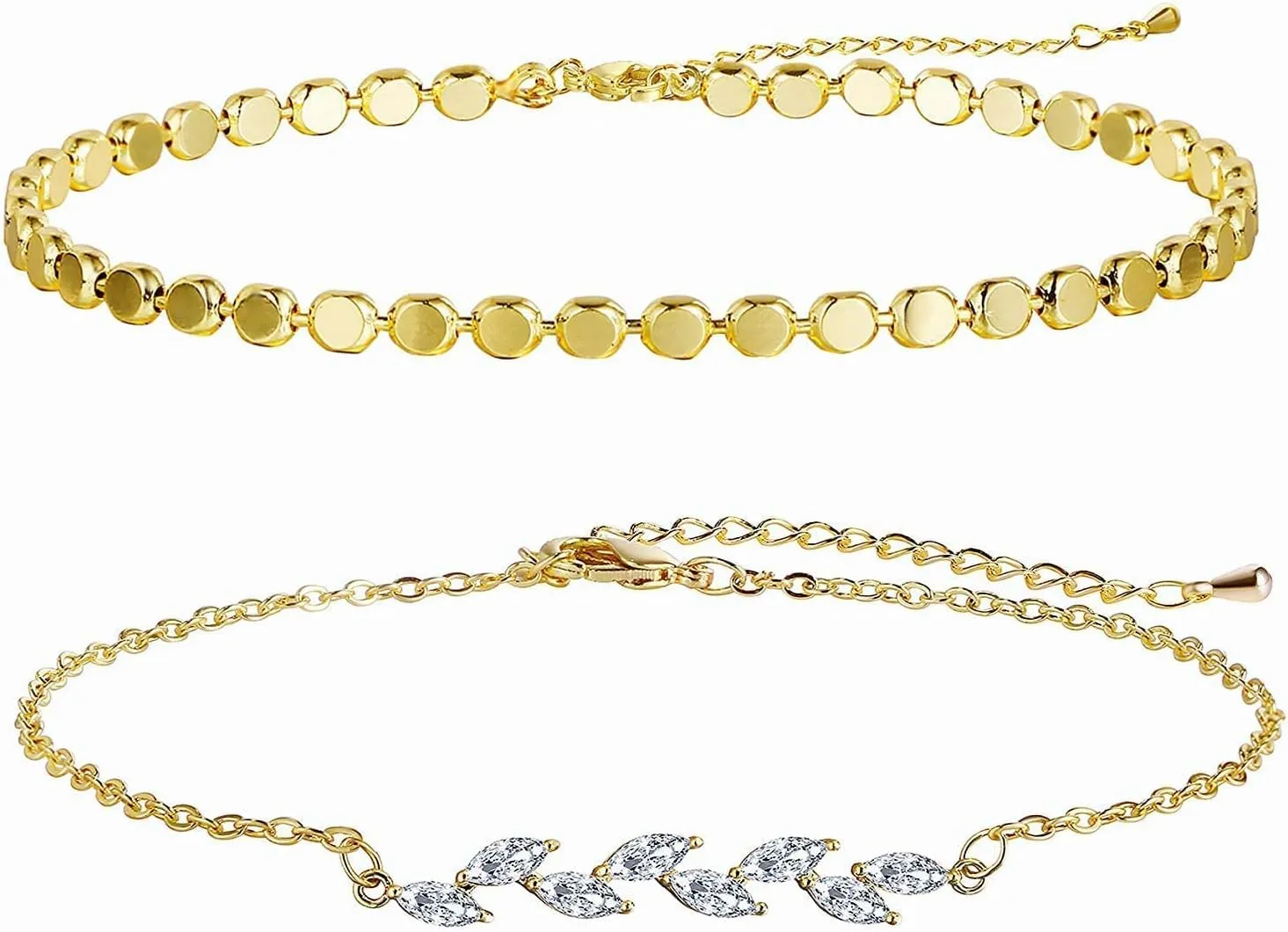 Dainty Gold Bracelets for Women 14k Gold Plated Layered Bracelets Paperclip Bracelets Delicate Satellite Bracelets Beads Bar Box Coins Lightweight Chain Bracelet for women Minimalist Jewelry Gift