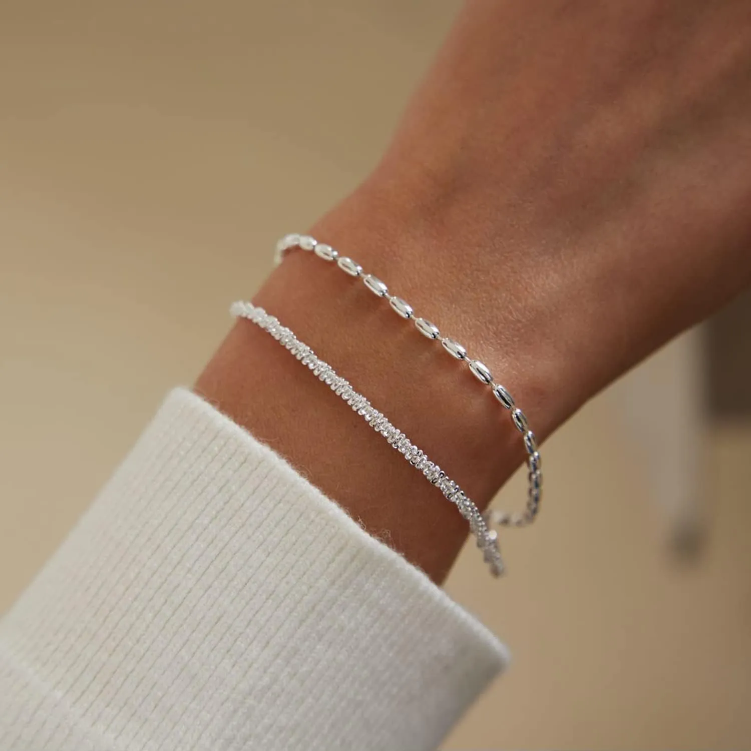 Dainty Gold Bracelets for Women 14k Gold Plated Layered Bracelets Paperclip Bracelets Delicate Satellite Bracelets Beads Bar Box Coins Lightweight Chain Bracelet for women Minimalist Jewelry Gift