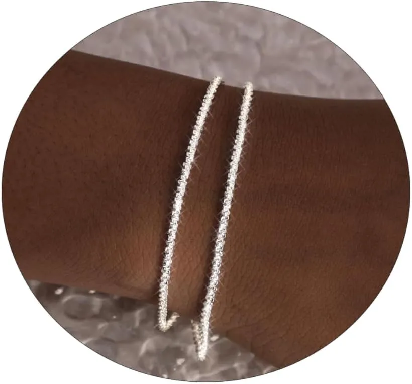 Dainty Layered Bracelets for Women Simple 18K Gold Plated Bracelets Cuban Paperclip Beaded Thin Bracelet Set Cubic Zirconia Tennis Bracelet Women Jewelry Gifts