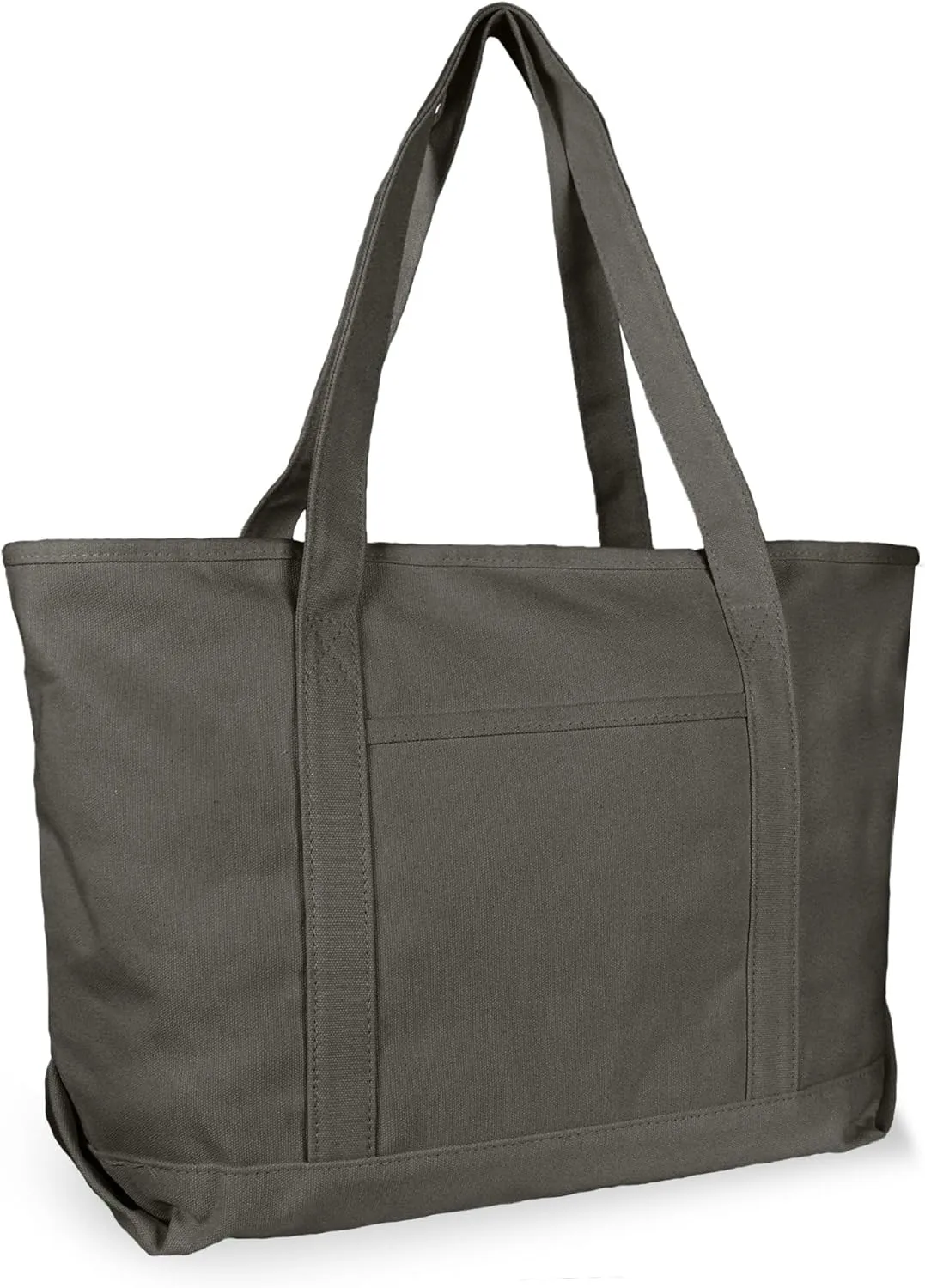 DALIX Womens 23" Deluxe 24 oz. Cotton Canvas Tote Bag Zippered in Asphalt Gray
