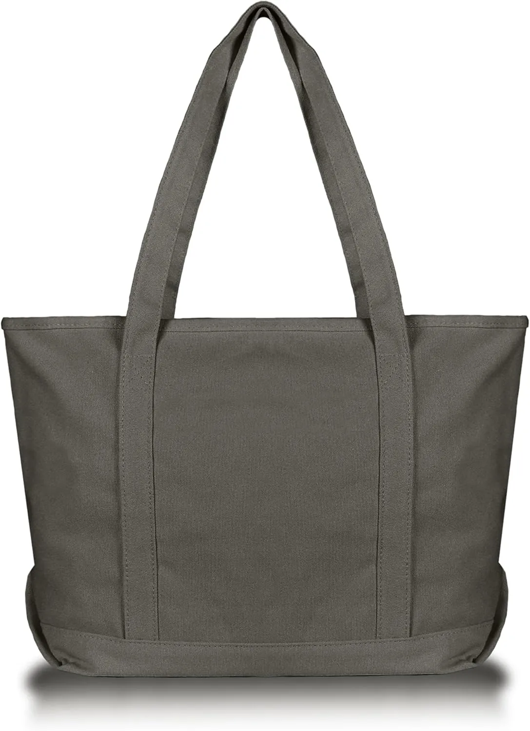 DALIX Womens 23" Deluxe 24 oz. Cotton Canvas Tote Bag Zippered in Asphalt Gray