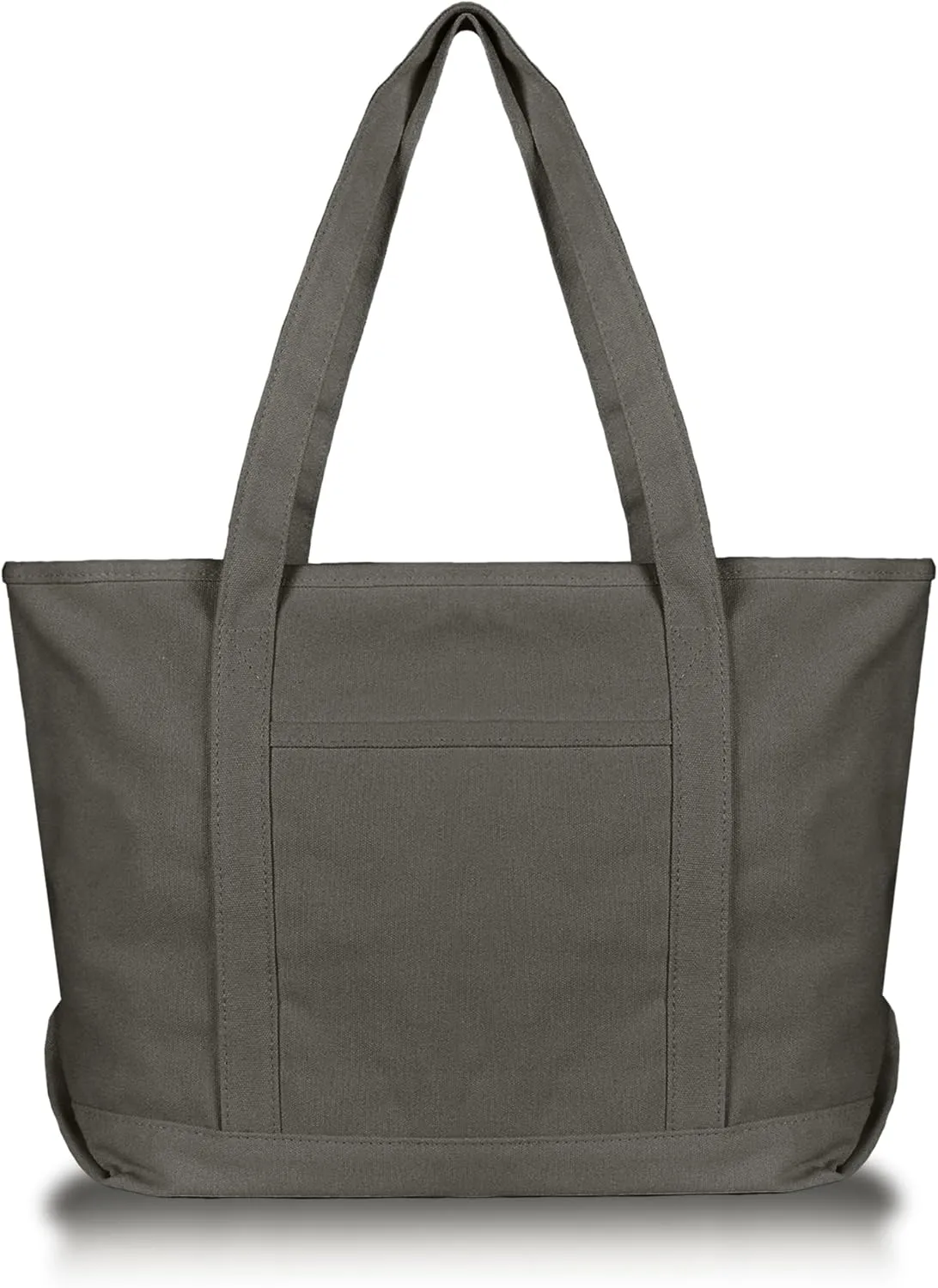 DALIX Womens 23" Deluxe 24 oz. Cotton Canvas Tote Bag Zippered in Asphalt Gray
